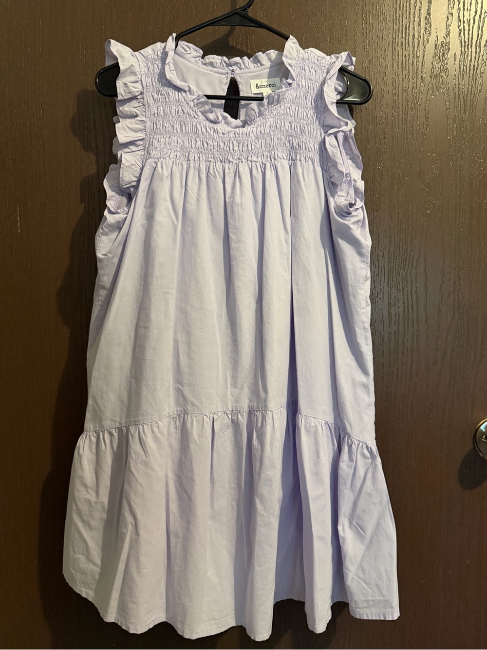 &merci Lavender Smocked Tiered Sleeveless Babydoll Dress  Size L